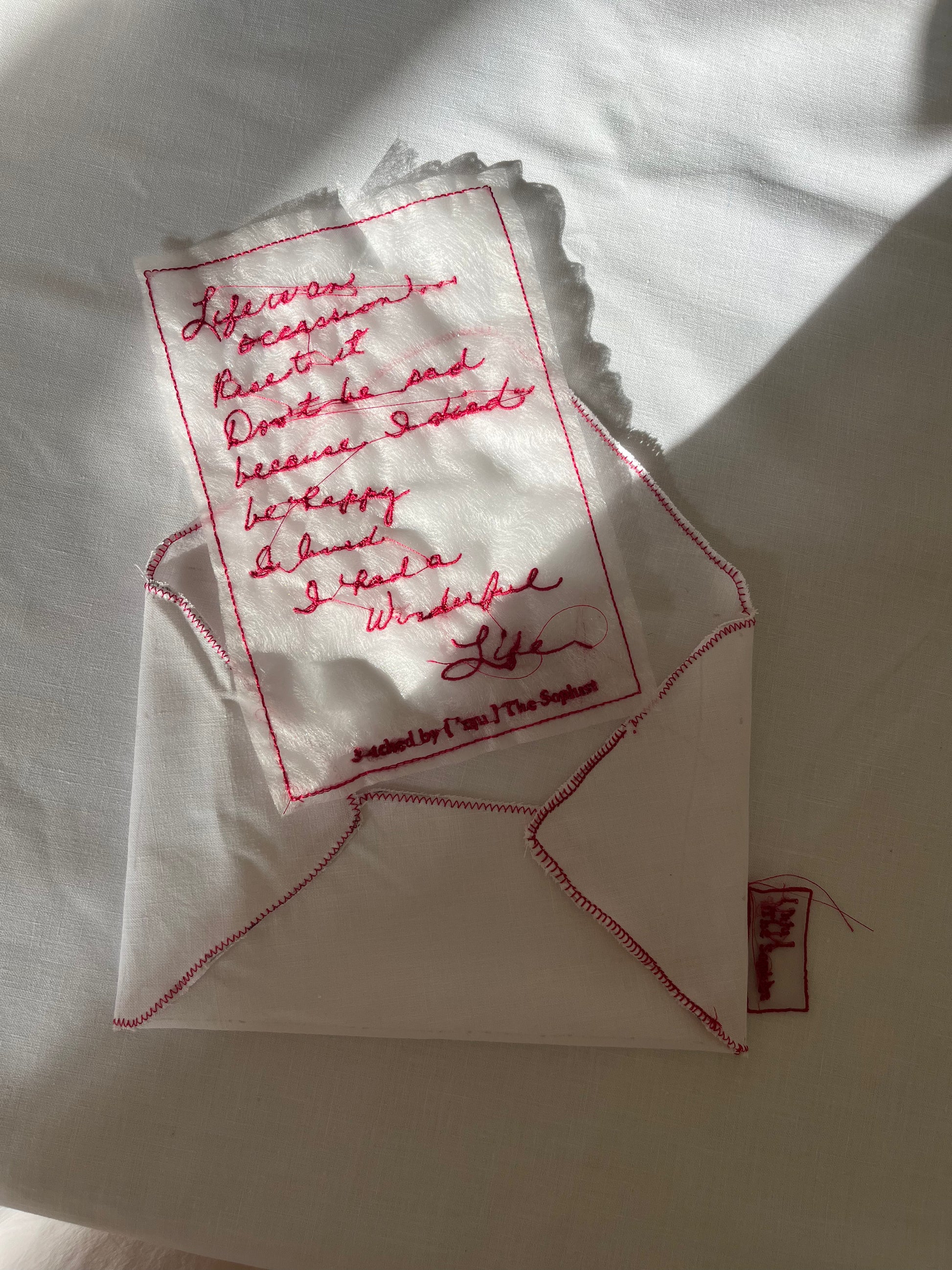 Custom embroidered message letter with fabric – unique keepsake gift